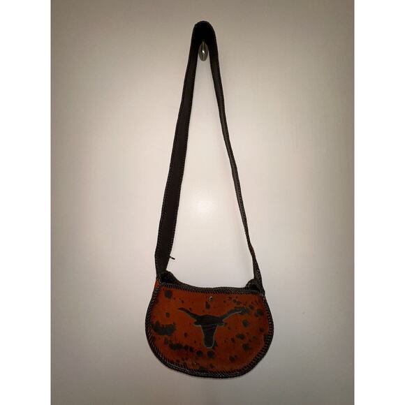 NEW Handmade Dyed Cowhide Leather Cossbody Purse Steer Cow Western Texas Univ - Picture 4 of 14